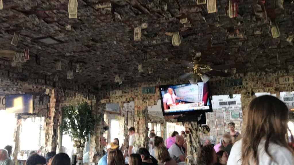 dollar bills at Johnson Creek Tavern