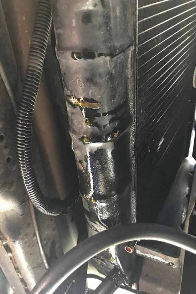 radiator coolant leak in a Jeep