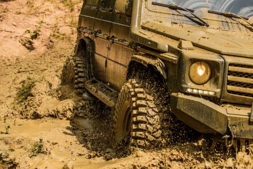 4L or 4 wheel drive low gear for deep mud and low traction situations at low speeds