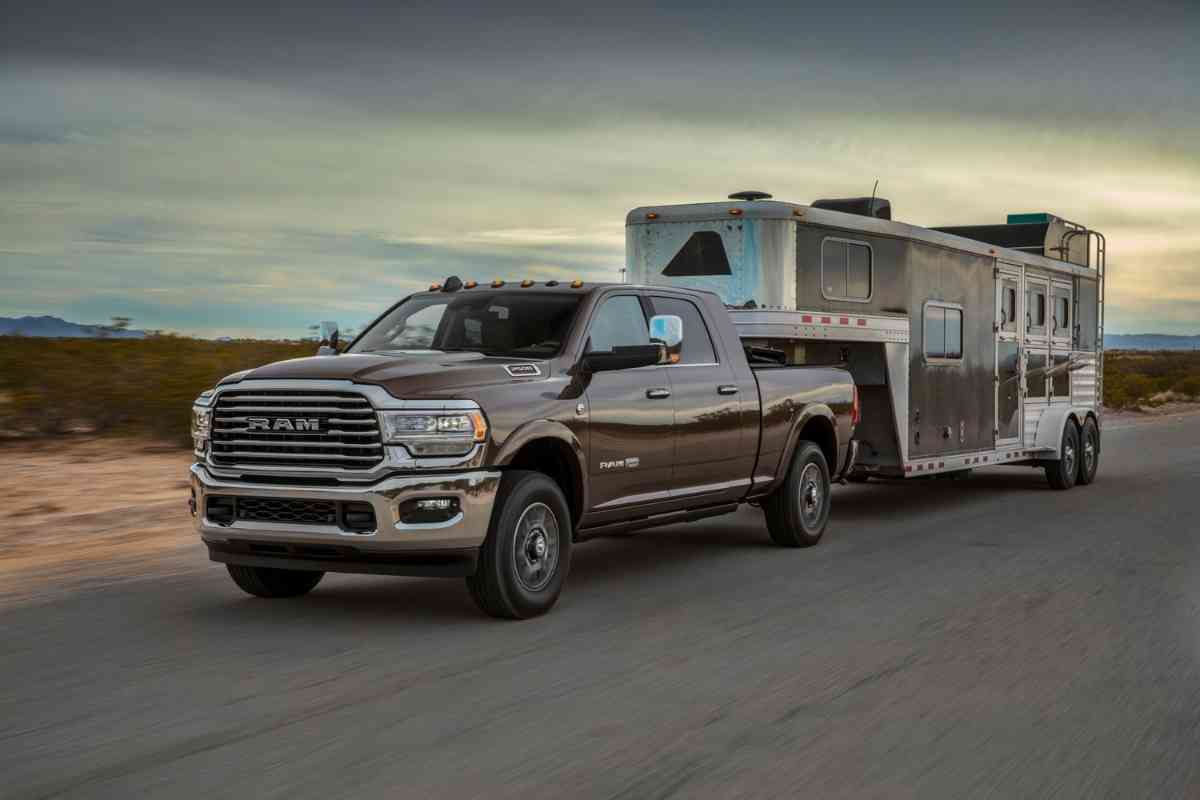 Ram Truck towing a horse trailer