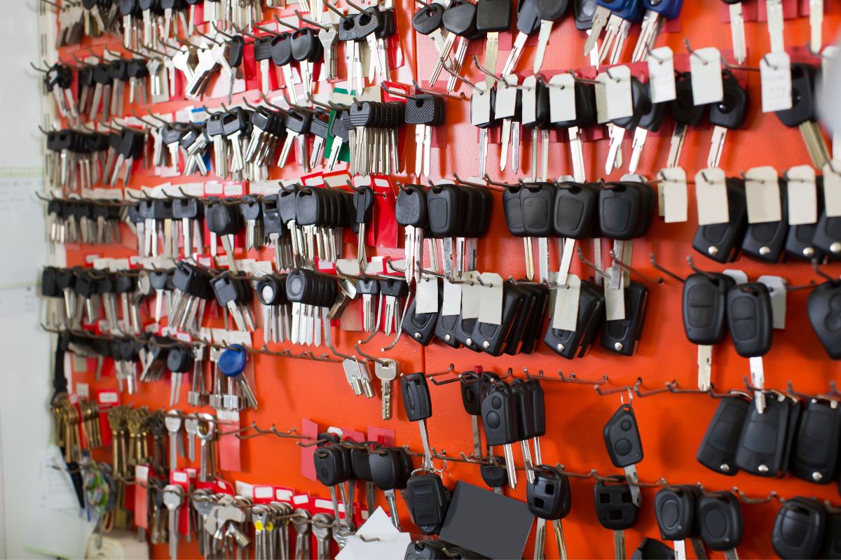 replacement car keys hanging on a wall