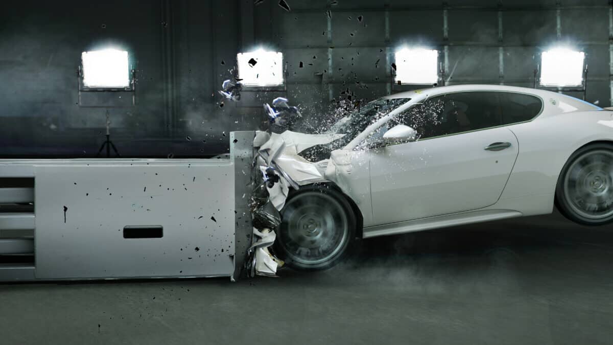 Generic image for most and least expensive cars to insure shows a crash test of a sportscar