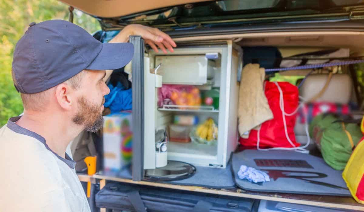 Mini refrigerator inside of car