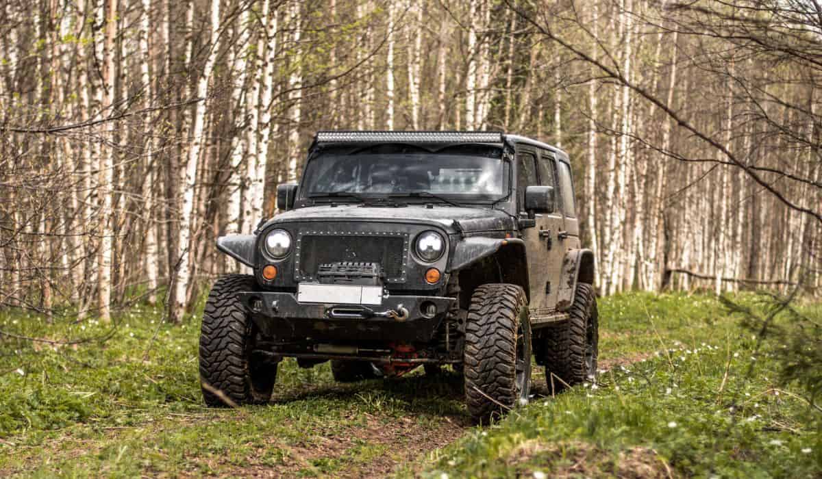 Off-road extreme expedition on black jeep wrangler