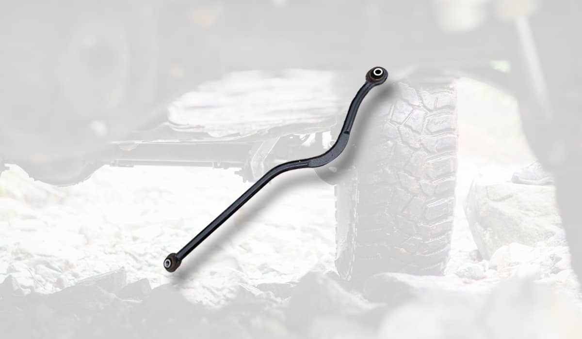Black Track bar over image of Jeep undercarriage 1 What is a Track Bar, and Do You Need One?