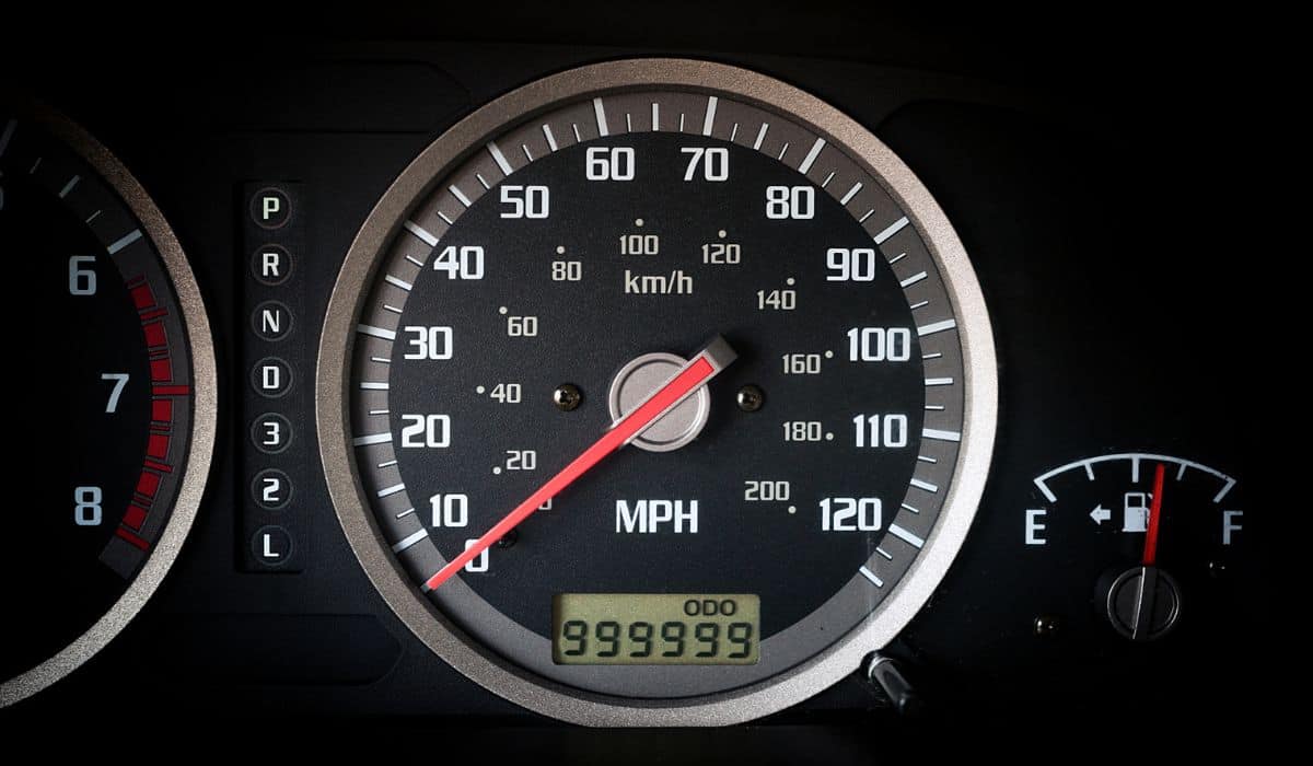 Car dashboard odometer with infinity miles