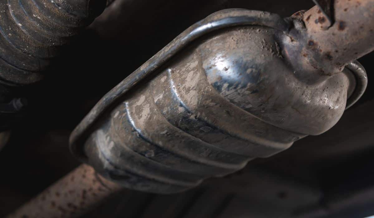 Close-up of Catalytic Converter in Car Exhaust System