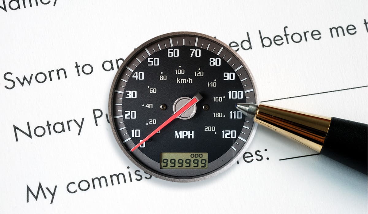Odometer over a notary form