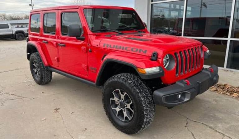 Jeep Wrangler sitting on a Dealership lot ready for sale