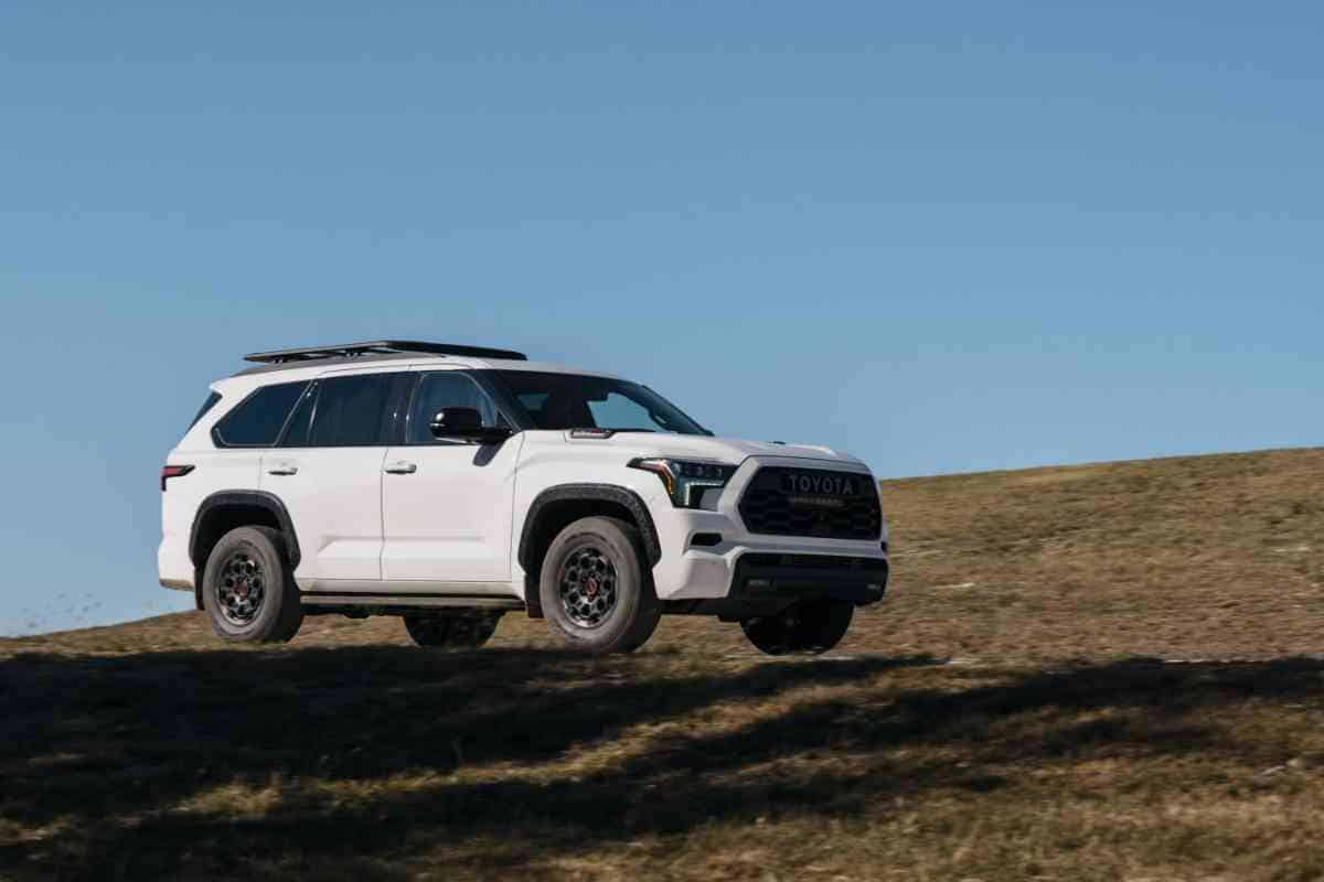 Image for: Does the Toyota Sequoia have a locking differential? Shows a 2023 white Toyota 