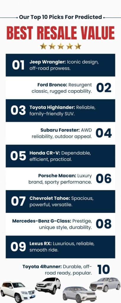 which suvs hold their value, our Top 10 Best Predicted Resale Value for 2024