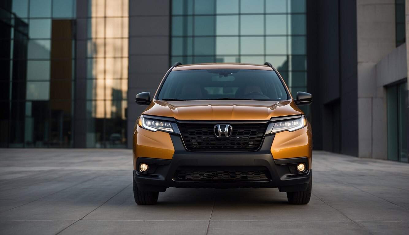 Honda Passport Review: Your Trusty Guide To The Rugged Suv 6 A sleek Honda Passport parked in front of a modern building, with its bold exterior features and stylish design on full display