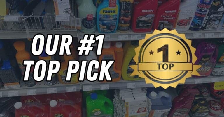 photo of car waxes at the store on a shelf with text saying #1 Top Pick