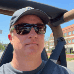 photo of Kern Campbell while driving his 1993 Jeep Wrangler YJ Sahara like he had in high school