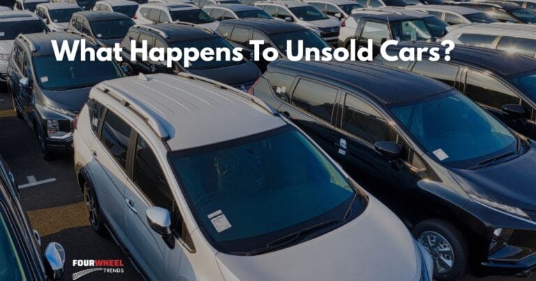 photo of a parking lot full on unsold cars at a dealership.