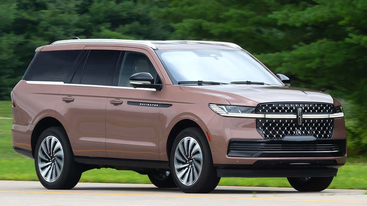 CR Cars InlineHero 2025 Lincoln Navigator Black Label f driving 8 25 What SUV Has The Highest Towing Capacity?