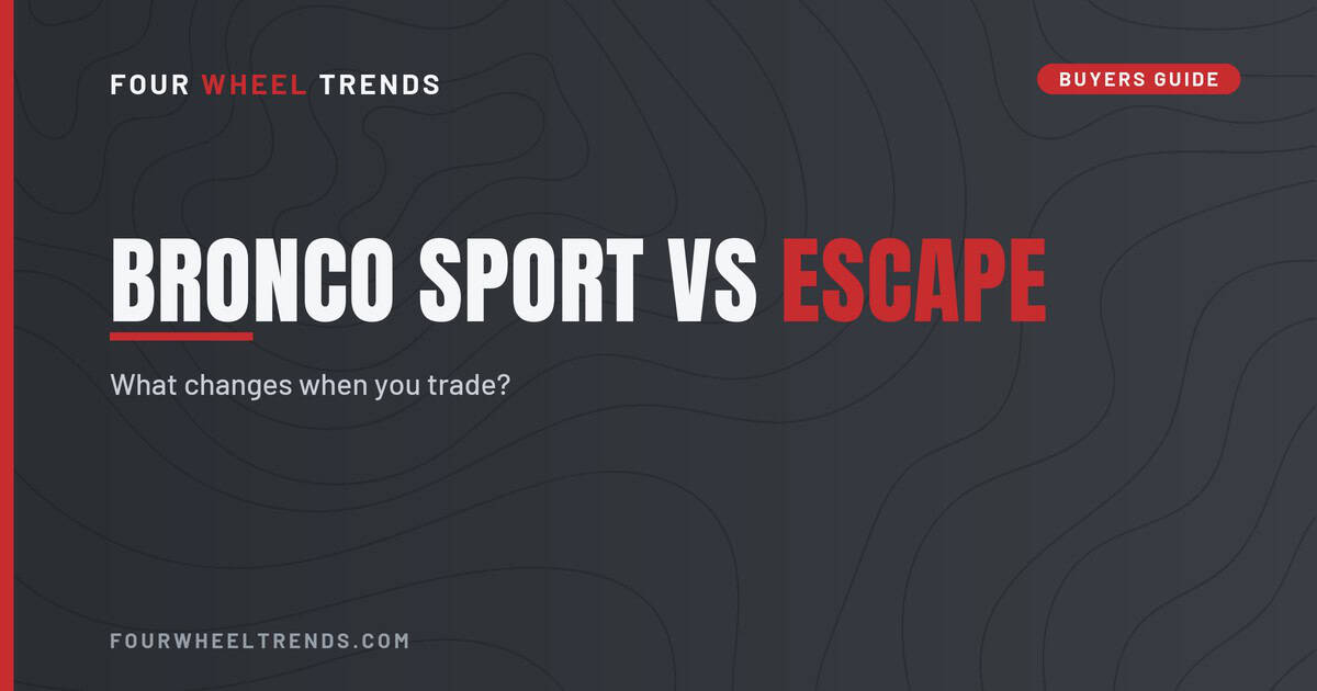 Bronco Sport vs Escape buyer guide graphic from Four Wheel Trends.
